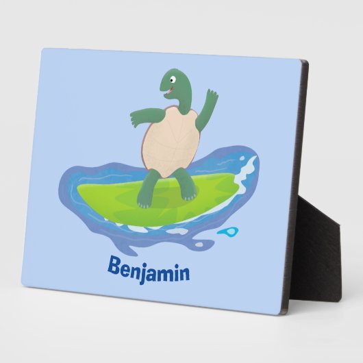 Funny tortoise wave surfing Cartoon Fotoplatte (Seite)