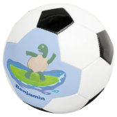 Funny tortoise wave surfing Cartoon Fußball (Dreiviertel)