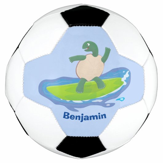 Funny tortoise wave surfing Cartoon Fußball (Vorderseite)