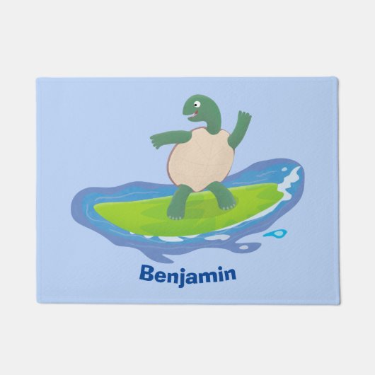 Funny tortoise wave surfing Cartoon Fußmatte (Vorderseite)