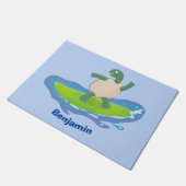 Funny tortoise wave surfing Cartoon Fußmatte (Schrägansicht)