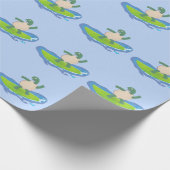 Funny tortoise wave surfing Cartoon Geschenkpapier (Ecke)