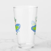 Funny tortoise wave surfing Cartoon Glas (Rechts)