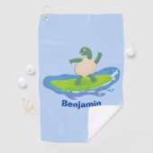 Funny tortoise wave surfing Cartoon Golfhandtuch (Insitu)
