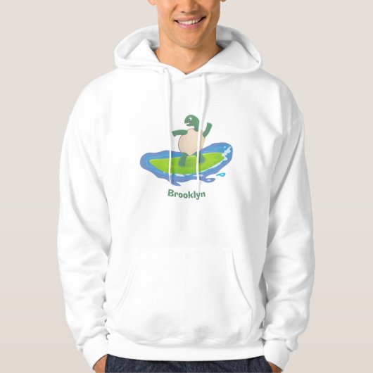 Funny tortoise wave surfing Cartoon Hoodie (Vorderseite)