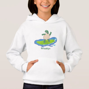 Funny tortoise wave surfing Cartoon Hoodie