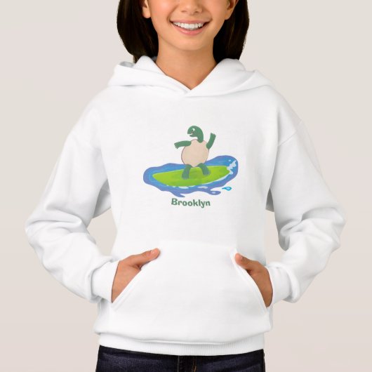 Funny tortoise wave surfing Cartoon Hoodie (Vorderseite)