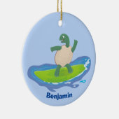 Funny tortoise wave surfing Cartoon Keramik Ornament (Rechts)