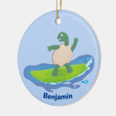 Funny tortoise wave surfing Cartoon Keramik Ornament (Links)
