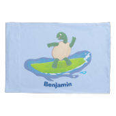 Funny tortoise wave surfing Cartoon Kissenbezug (Rückseite)