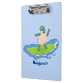 Funny tortoise wave surfing Cartoon Klemmbrett (Links)