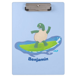Funny tortoise wave surfing Cartoon Klemmbrett
