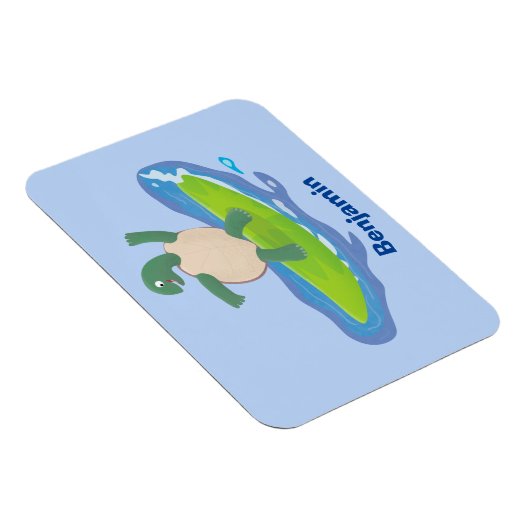 Funny tortoise wave surfing Cartoon Magnet (Rechte Seite)