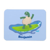 Funny tortoise wave surfing Cartoon Magnet (Horizontal)