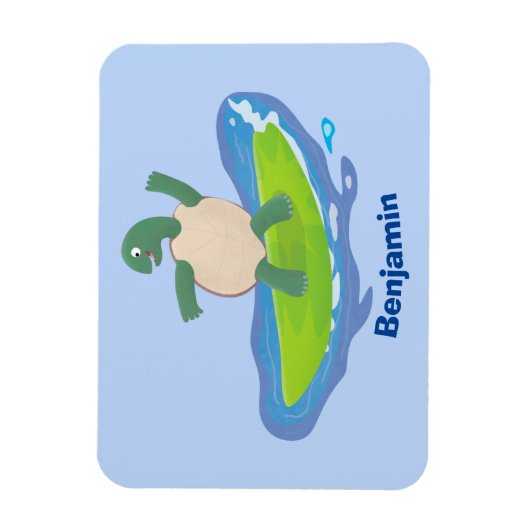 Funny tortoise wave surfing Cartoon Magnet (Vertikal)