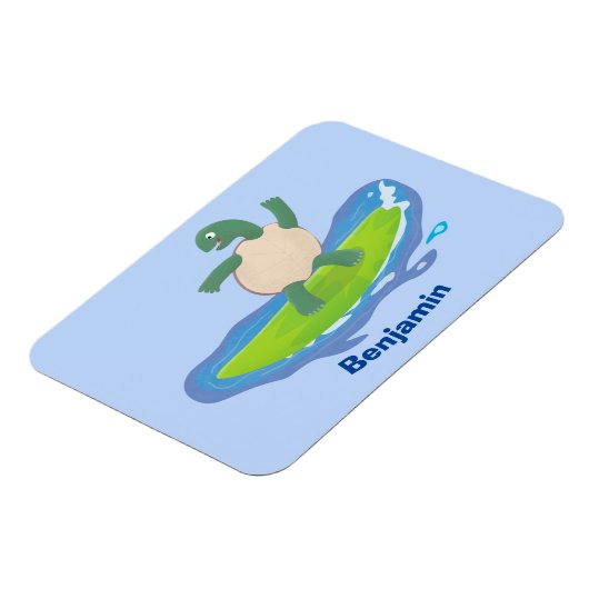 Funny tortoise wave surfing Cartoon Magnet (Linke Seite)
