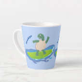 Funny tortoise wave surfing Cartoon Milchtasse (Linke Ecke)