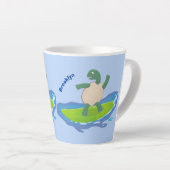 Funny tortoise wave surfing Cartoon Milchtasse (Rechte Ecke)