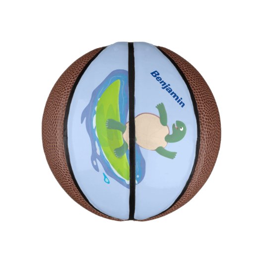 Funny tortoise wave surfing Cartoon Mini Basketball (Vertikal)