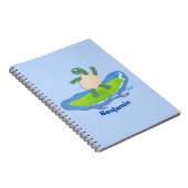 Funny tortoise wave surfing Cartoon Notizblock (Rechte Seite)