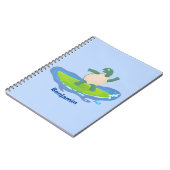 Funny tortoise wave surfing Cartoon Notizblock (Linke Seite)