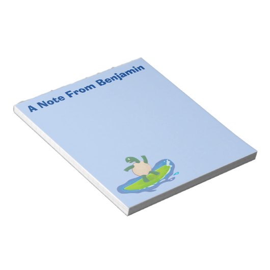 Funny tortoise wave surfing Cartoon Notizblock (angewinkelt)