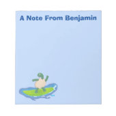 Funny tortoise wave surfing Cartoon Notizblock (Vorderseite)