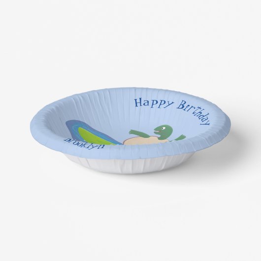 Funny tortoise wave surfing Cartoon Pappteller (Gewinkelt)