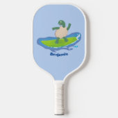 Funny tortoise wave surfing Cartoon Pickleball Schläger (Vorderseite)
