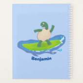 Funny tortoise wave surfing Cartoon Planer (Rückseite)
