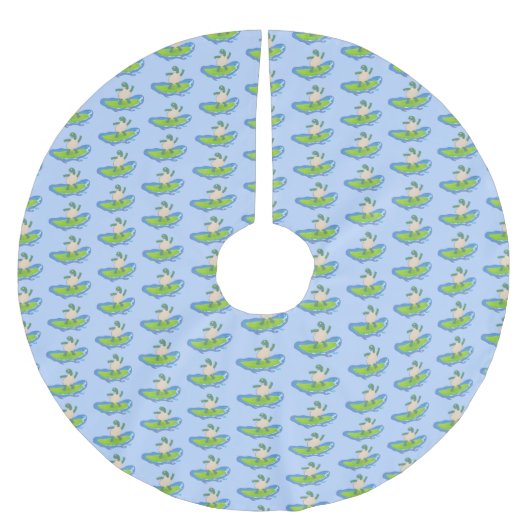 Funny tortoise wave surfing Cartoon Polyester Weihnachtsbaumdecke (Vorderseite)
