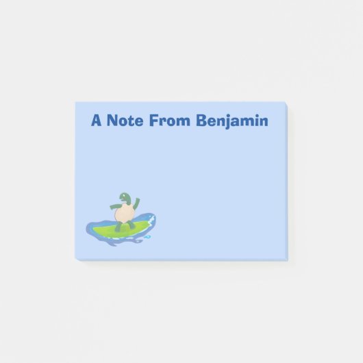 Funny tortoise wave surfing Cartoon Post-it Klebezettel (Vorderseite)