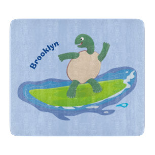 Funny tortoise wave surfing Cartoon Schneidebrett