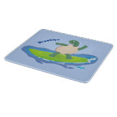 Funny tortoise wave surfing Cartoon Schneidebrett (Ecke)