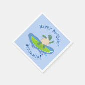 Funny tortoise wave surfing Cartoon Serviette (Ecke)