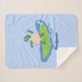 Funny tortoise wave surfing Cartoon Sherpadecke (Vorderseite (Horizontal))