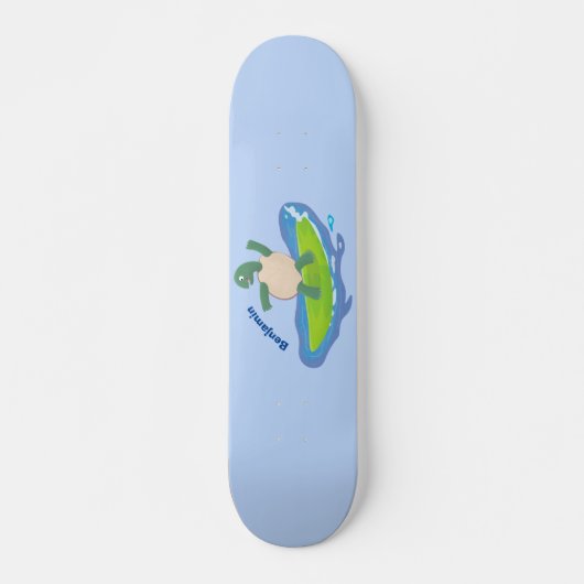 Funny tortoise wave surfing Cartoon Skateboard (Vorne)