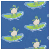 Funny tortoise wave surfing Cartoon Stoff (Nahaufnahme)
