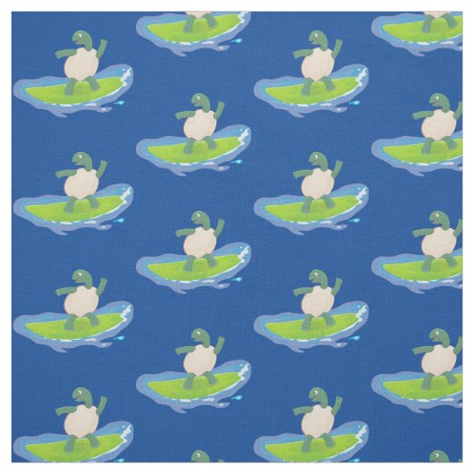 Funny tortoise wave surfing Cartoon Stoff (Muster)