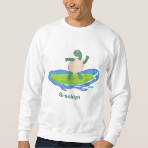 Funny tortoise wave surfing Cartoon Sweatshirt