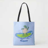 Funny tortoise wave surfing Cartoon Tasche (Vorderseite)