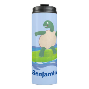 Funny tortoise wave surfing Cartoon Thermosbecher