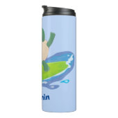 Funny tortoise wave surfing Cartoon Thermosbecher (Nach rechts gedreht)