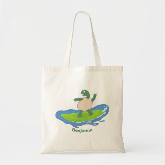 Funny tortoise wave surfing Cartoon Tragetasche (Vorne)
