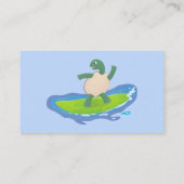 Funny tortoise wave surfing Cartoon Visitenkarte (Rückseite)