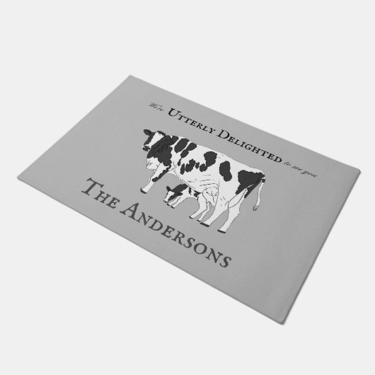 Funny total erfreut Kuh Kalb Willkommenstürme matt Fußmatte (Schrägansicht)