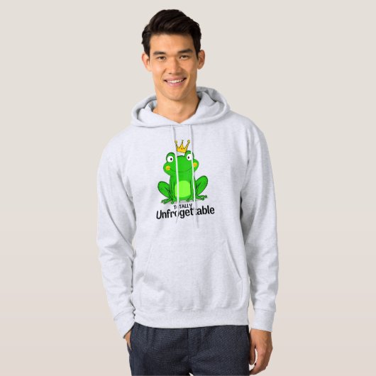 Funny "Totally Unfrogettable" Frog Pun Hoodie (Vorne ganz)