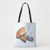 Funny Tote Bag mit Cat and Mouse Playing Chs Tasche (Vorderseite)