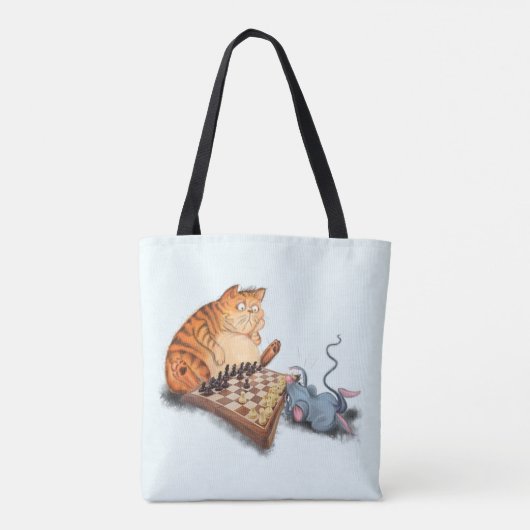 Funny Tote Bag mit Cat and Mouse Playing Chs Tasche (Rückseite)