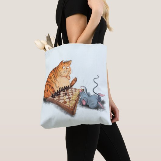 Funny Tote Bag mit Cat and Mouse Playing Chs Tasche (Von Nahem)